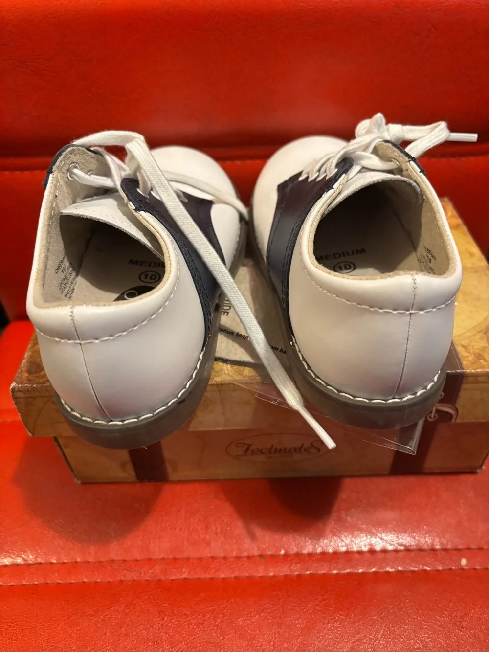 FootMates White and Navy Lace-Up Kids Dress Shoes
